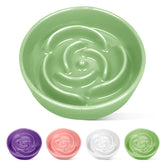 TRUVIC ceramic slow feeder dog bowl for small breeds with rose-petal maze promotes slower meals.