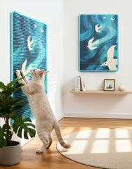 Truvito sisal cat scratcher mat wall mount setup demonstrates versatile furniture protection.