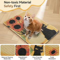 Truvito sisal scratch mat sunflower durable weave withstands daily feline kneading and scratching.