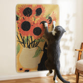Truvito sisal scratch mat sunflower on floor highlighting durable texture and anti-slip base.