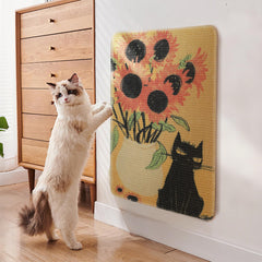 Truvito sisal scratch mat sunflower wall mount setup shows versatile design.