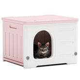 TSEHOOHOO plastic cat house outdoors in pink offers weatherproof shelter for cats.