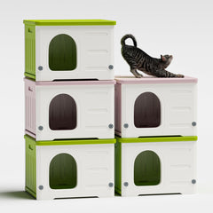 TSEHOOHOO plastic cat house with elevated base promotes dry, clean resting areas