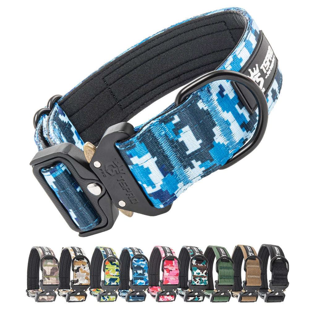 TSPRO premium dog collar in camo blue M for all-day comfort