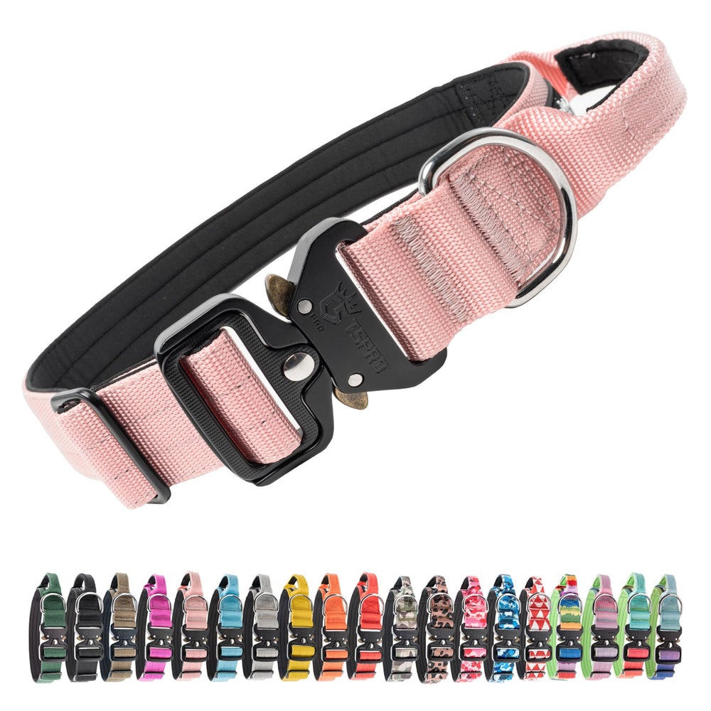 TSPRO Premium dog collar pink handle close-up shows sturdy control for confident walks.