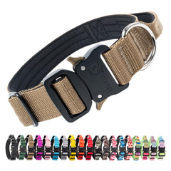 TSPRO Premium Tactical Dog Collar Khaki Main View—durable nylon for daily adventures