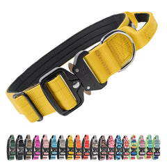 TSPRO premium dog collar yellow with padded handle for secure control during walks.