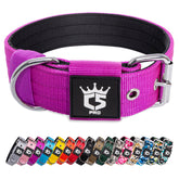 TSPRO tactical dog collar front view in purple, sturdy 1.5-inch width for confident daily walks.