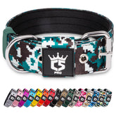 TSPRO tactical dog collar camo cyan front view for daily comfort and control