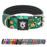 TSPRO Tactical Dog Collar Christmas Green with heavy buckle for secure daily wear.