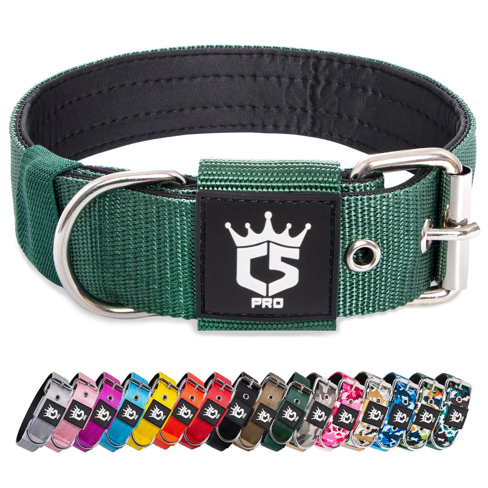 TSPRO tactical dog collar with heavy-duty D-ring visible for secure leash control during walks.