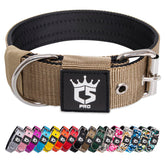TSPRO tactical dog collar wide-nylon khaki close-up for comfortable daily wear