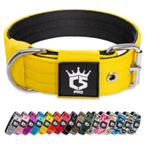 TSPRO Tactical Dog Collar Yellow L close-up of the D-ring for secure leash attachment.