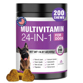 TTLXBL 24in1 dog vitamins bottle showing chewable tablets for overall wellness
