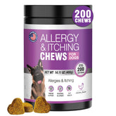 TTLXRL Dog Allergy Chews packaging shows convenient jar for pet health benefits