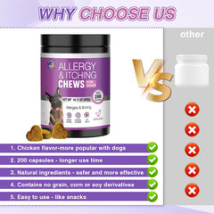 TTLXRL Dog Allergy Chews probiotic blend emphasizes gut support for dogs