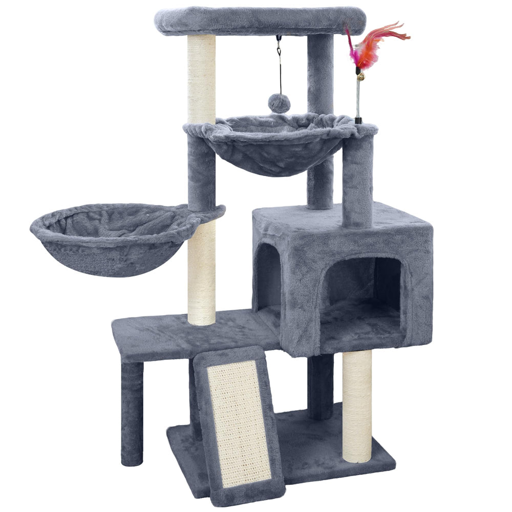 Tuaoeef cat tree condo hammocks provide cozy hideouts for relaxed indoor cats