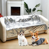 Tudomro pet deterrent mat on cream couch provides sofa protection.