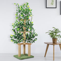 Tuenort cat tree green leaves hiding nook for cozy retreat