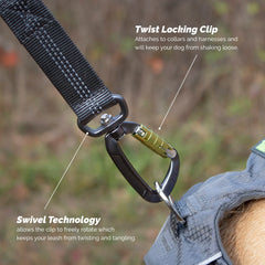 Tuff Mutt hands-free waist leash quick glide carabiner offers smooth transitions while running beside your dog.