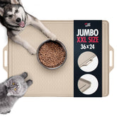 Tuff Pupper 36x24 XXL dog feeding mat laid flat to keep floors clean from kibble and water.