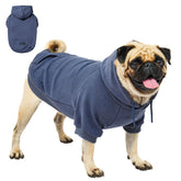 Tuff Pupper dog hoodie front view in blue for warm, comfortable daily wear.