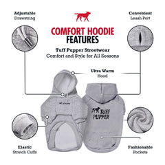 Tuff Pupper dog hoodie gray XS back view highlights sleek design for daily wear.