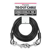 Tuff Pupper dog tie-out cable 50ft keeps dogs safely exploring in open yards.