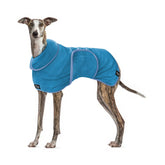 Tuff Pupper fast-drying dog bath robe XXL blue front view for quick baths