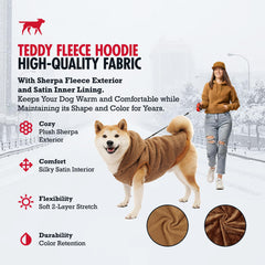 Tuff Pupper fleece dog hoodie leash-hole detail for easy winter walks