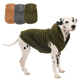 Tuff Pupper fleece dog hoodie olive XL front view shows secure adjustable chest fit.