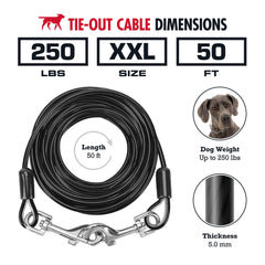 Tuff Pupper galvanized steel cable close-up highlighting rugged strength for outdoors.