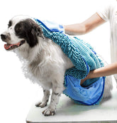 Tuff Pupper Quick Dry Towel for Dogs soaking up water after a muddy walk.