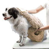 Tuff Pupper Quick Dry Towel close-up shows ultra absorbent microfiber soaking up water quickly