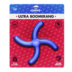 Tuff Pupper SuperChewy boomerang during fetch enhances focus and training.