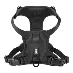 TUG dog harness front attachment showing front-clip control for pulling reduction