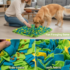 TUKOAW Snuffle Mat demonstrates slow feeding to curb rapid eating.