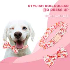 Tunkoo collar close-up pink flamingo pattern on cotton exterior and durable strap