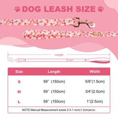 Tunkoo Pink Flamingo Heart Dog Leash size options display for easy selection.