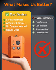 Tuqila bark control device in use demonstrates 50ft range for targeted indoor or yard use.