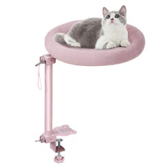 Turbosus cat perch height adjustment demonstrates desk compatibility for comfy setup.