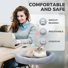 Turbosus rotating cat desk bed close-up, heavy-duty frame offers reliable stability