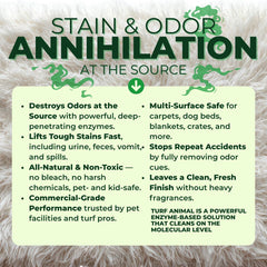 Turf Animal INDOOR carpet-spot highlights enzyme-powered stain removal at the source.