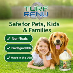 TURF RENU Tr10101 enzymatic-formula close-up highlights stain and odor lifting.