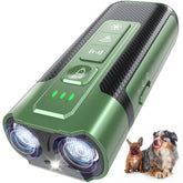 TUITUITA ultrasonic dog bark deterrent shown with 50ft range for outdoor walks.