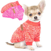 Two-piece dog sweater pink pattern keeps small dogs warm on winter walks.