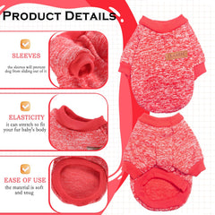 Two-piece dog sweater set back view highlights pattern and secure fit.