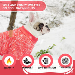 Two-piece dog sweater set packaging shows easy-care instructions.