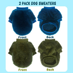 Two Pieces Dog Sweaters blue chest-fit detail for secure small-dog wear.