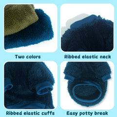 Two Pieces Dog Sweaters small dog model emphasizes easy on/off.